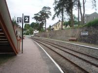 Beautifully restored Parkend, on the preserved Dean Forest Railway, is seen on a quiet Saturday morning before the first train of the day. This view looks north towards the level crossing, beyond which are the buffer stops and limit of operation.<br><br>[Mark Bartlett 12/06/2010]