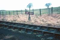 Boundary marker between the North Eastern and Scottish regions of British Railways near Carham, Northumberland, photographed in April 1967. <br><br>[Bruce McCartney /04/1967]