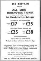 Freedom of Britain's rails from 1.79 a day.  Advertisement in the BR Scottish Region passenger timetable 7 September 1964 to 5 June 1965. But would you want to go back?<br><br>[David Panton 07/09/1964]