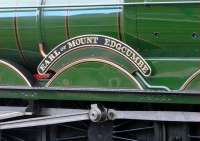 Nameplate of ex-GWR Castle class locomotive no 5043 <I>Earl of Mount Edgcumbe</I> <br><br>[Ken Browne //]
