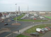 The site of Blackpool Central MPD, as seen from the top floor of nearby Blackpool FC stadium looking towards Blackpool Central station in 2010. Prior to the 1964 closure there were 19 tracks from left to right at this point including a four track mainline, eight road shed and other associated sidings in between. Since the image was taken the car park has closed with housing built on the old shed site. <br><br>[Mark Bartlett 27/10/2010]