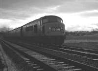 Peak D55 <I>Royal Signals</I> heading north at Stainton Crossing in the late 1960s shortly after leaving Carlisle at the head of the 3.58pm to Edinburgh - with through coaches off the 8.50am ex-St Pancras.<br><br>[K A Gray //]