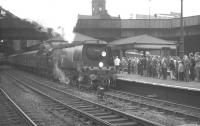 <I>West Country</I> light Pacific no 34002 <I>Salisbury</I> at Nottingham Victoria on 13 August 1966 with the RCTS <I>Great Central Railtour</I>.<br><br>[K A Gray 13/08/1966]