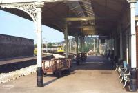 Platform view looking east at Forres station in  1979.<br><br>[Ian Dinmore //1979]