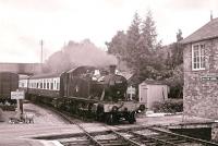 GWR 2-6-2T 5553 running into Williton Station from the east on 25 September 2004.<br>
<br><br>[Peter Todd 25/09/2004]