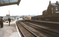A DMU arrives at platform 1 of the 'pre-rationalisation' Whitby station in 1974.<br><br>[Ian Dinmore //1974]