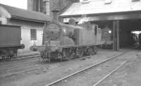 Drummond M7 0-4-4T no 30055 on shed at Three Bridges in the early 1960s, with a Q class 0-6-0 standing beyond.<br><br>[K A Gray //]