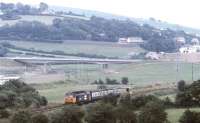 An Exeter - Barnstaple service photographed near Umberleigh on 18 September 1990. The unusual formation on this occasion consists of class 50 locomotive no 50036 <I>'Victorious'</I> with a pair of BSKs.<br><br>[Ian Dinmore 18/09/1990]