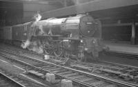An express parcels service from York arrives at Newcastle Central on 25 May 1963 behind A1 Pacific no 60126 <I>Sir Vincent Raven</I>. <br><br>[K A Gray 25/05/1963]