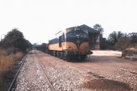 An arrival at Kingscourt stone terminal, Co Cavan, in 1988. The line was latterly used for gypsum traffic but has been out of use for several years.<br><br>[Ian Dinmore //1988]