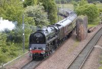 71000 Duke of Gloucester bringing up the rear of an empty stock movement to Millerhill (hauled by 66099) on 17 May passing the site of Niddrie North Junction. [See image 34122]<br>
<br><br>[Bill Roberton 17/05/2011]