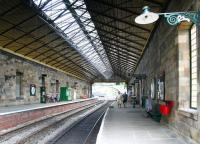 View north through Pickering station on 26 June 2011 showing the recently constructed overall roof. For the previous arrangement [see image 30915].<br><br>[John Furnevel 26/06/2011]