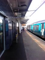 Newport (High Street) station was extended for the Ryder Cup last year (2010).<br><br>
<br><br>
This view is of the new platform 4 with a class 150 about to depart for Gloucester.<br><br>[John Thorn 16/07/2011]