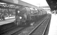 Bulleid Merchant Navy Pacific no 35008 <I>Orient Line</I>, photographed shortly after arrival at Southampton Central on 25 September 1963 at the head of an up parcels train.<br><br>[K A Gray 25/09/1963]