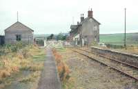 View over the level crossing towards the main station from the westbound platform at Sunilaws in 1968. The station on the Kelso - Tweedmouth route had been closed for approximately 13 years at this stage with the line itself having closed completely in 1965. [See image 36586].<br><br>[Bruce McCartney //1968]