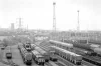 View south over a busy looking Mossend Yard on 29 October 1991. <br><br>[Bill Roberton 29/10/1991]