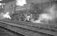 K3 2-6-0 no 61968 stands alongside the coaling stage at Heaton shed on a chilly February day in 1961. 61968 spent most of its life at St Margarets, from where it was eventually withdrawn 8 months after the photograph was taken.<br><br>[K A Gray 04/02/1961]