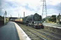 A southbound train on the ECML accelerates through Joppa station on 24 August 1957 behind A1 Pacific no 60147 <I>North Eastern</I>.<br><br>[A Snapper (Courtesy Bruce McCartney) 24/08/1957]