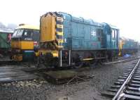 08443 stands in the pouring rain in the SRPS yard at Boness in September 2006.<br><br>[John Furnevel 06/09/2006]