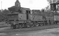 After taking water on Rottweil shed on 4 September 1974, No. 78 246 is stabled on an open road off the shed turntable while the crew takes a lunch break. <br>
<br><br>[Bill Jamieson 04/09/1974]