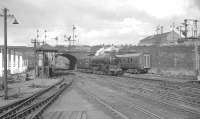 Scene at the north end of Buchanan Street station on 25 July 1966. A2 Pacific no 60532 <i>'Blue Peter'</i> is heading for St Rollox shed having brought in the 1.30pm from Aberdeen earlier.<br><br>[K A Gray 25/07/1966]