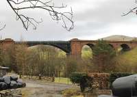 But for the Midland and LNWR falling out, the Clapham to Lowgill railway would have been the main line to Scotland from West Yorkshire. It was certainly built like a main line as three great surviving bridges at Ingleton, Lowgill and Sedbergh testify. This is the Sedbergh bridge, in cast iron and brick, striding across the Lune Valley.<br><br>[Mark Bartlett 25/02/2012]