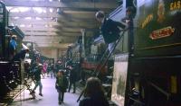 School trips didn't get any better than this... young visitors enjoy climbing around the cabs of Great Northern and North Eastern locomotives on display in the original York Railway Museum on 8 June 1969. <br><br>[John McIntyre 08/06/1969]
