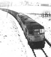 A Waterside - Ayr harbour coal train in Ayrshire snow near Patna in December 1971. <br><br>[John Furnevel 01/12/1971]