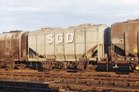 Private owner grain hopper No. 48 belonging to Scottish Grain Distillers of Windygates, Fife, photographed in Millerhill yard on 22nd November 1970 <br><br>[Bill Jamieson 22/11/1970]