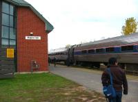 The Toronto to New York Amtrak train calls at Niagara Falls, Ontario, in October 2003. The whole journey takes over 13 hours, including 1.5 hours for US immigration!<br><br>[John Thorn /10/2003]