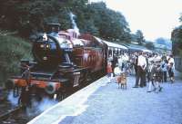 Boarding at Oxenhope on the KWVR in the 1960s behind  Ivatt class 2MT 2-6-2T no 41241.<br><br>[Robin Barbour Collection (Courtesy Bruce McCartney) //]