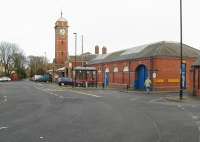 The imposing exterior of Whitley Bay station, once a busy station on the North Tyneside loop which dealt with both commuter traffic and holiday excursions. It is still busy today but now only handles Metro light rail traffic. <br><br>[Malcolm Chattwood 02/12/2012]