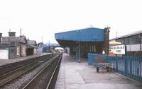 Platform view through Athenry station on the Dublin - Galway route in July 1988.<br><br>[Ian Dinmore /07/1988]