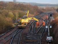 Renewal of the up loop point at Inverkeithing East Junction on 6 January 2012.<br><br>[Bill Roberton 06/01/2012]