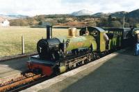 Ravenglass & Eskdale Railway's 2-6-2 <I>River Irt</I> couples up to coaches at Eskdale (Dalegarth) terminus in January 1992 after running round ready to return to Ravenglass. <br><br>[David Pesterfield 16/01/1992]