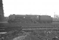 Rebuilt Bulleid 'Merchant Navy' Pacific no 35011 <I>General Steam Navigation</I> photographed in the shed yard at Nine Elms in the summer of 1961.<br><br>[K A Gray 21/08/1961]