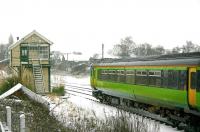Snow scene alongside the disused signal box at Wroxham on a cold January day in 2006.<br><br>[Ian Dinmore /01/2006]