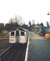A Central Line shuttle to Epping stands at Ongar in the autumn of 1994 during the final week of LT operations over the line.<br><br>[Ian Dinmore //1994]