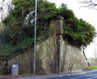 The northern abutment of the MDLR bridge over the A77 just south of Turnberry Station in 2010. [See image 42756] <br><br>[Colin Miller 09/04/2010]