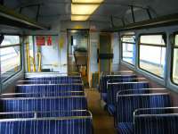 Spartan interior of a 142 unit standing at Newcastle Central in June 2013.<br><br>[Veronica Clibbery 12/06/2013]