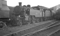 Ivatt 2-6-2T no 41220, photographed in October 1961 on Crewe North shed.<br><br>[K A Gray 01/10/1961]