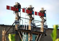 Starter signals at the south end of Stirling station on 29 September 2013... rumoured to be gone in a weeks time...<br><br>[Bill Roberton 29/09/2013]