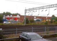 Stafford's former steam shed (5C) was split into industrial units after closure in July 1965, but has now become Stafford College Technology Centre. Various signs saying 'Private Property' discouraged me from taking a closer look.<br><br>[Ken Strachan 02/10/2013]