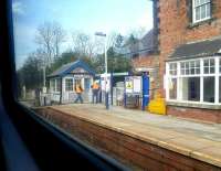 Platform scene at Cattal on the York - Harrogate - Leeds line. View from a train on 19 March 2014.<br><br>[Bruce McCartney 19/03/2014]
