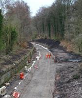 Long walk. The Waverley trackbed looking south from the A6106 bridge towards Eskbank on 28 March 2014.<br><br>[John Furnevel 28/03/2014]