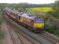67022 passes Inverkeithing East Junction with the returning evening  Fife commuter service, now formed of ex-Virgin stock, on 1 May.<br><br>[Bill Roberton 01/05/2014]