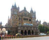 Mumbai's Chatrapathi Shivaji (formerly Victoria) Terminus in May 2014. Opened in 1887 to commemorate the Golden Jubilee of Queen Victoria, the station is India's busiest, serving long distance trains as well as commuter services of the Mumbai Suburban Railway. The change of name took place in 1996.<br><br>[Mark Poustie 01/05/2014]