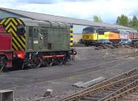 Resident shunter D3558 with Colas 56094 taking a weekend break at Bo'ness on 11 May.<br><br>[Bill Roberton 11/05/2014]