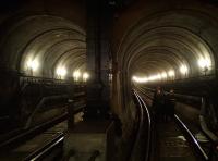 View south from Wapping station through the Thames Tunnel on 26 May 2014.<br><br>[John Thorn 26/05/2014]