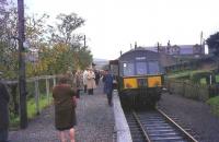 The last train prepares to depart from Coalburn, South Lanarkshire, on 2 October 1965.<br><br>[John Robin 02/10/1965]
